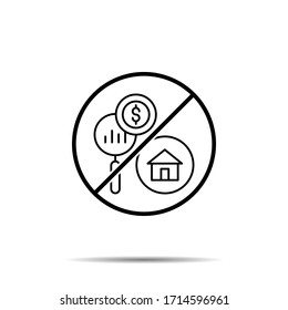 No Analytic, home, dollar icon. Simple thin line, outline vector of saving money ban, prohibition, embargo, interdict, forbiddance icons for ui and ux, website or mobile