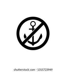 No anchor sign icon. Simple glyph, flat vector element of ban, prohibition, forbid icons set for UI and UX, website or mobile application