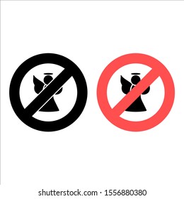 No angel icon. Simple glyph, flat vector of christmas joy ban, prohibition, embargo, interdict, forbiddance icons for ui and ux, website or mobile application