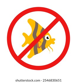 No Angelfish Sign on White Background