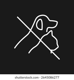 No animal icon. No dogs and cats allowed. Animal forbidden sign linear style, editable stroke