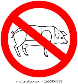No animal meat sign, vegetarian concept isolated on white background