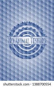 No Animal Testing blue emblem with geometric background. Vector Illustration. Detailed.