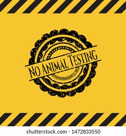 No Animal Testing grunge warning sign emblem. Vector Illustration. Detailed.