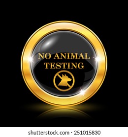 No animal testing icon. Internet button on black background. EPS10 vector 