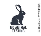 No Animal Testing Icon with Rabbit Symbol. Not Tested on Animals Concept. Vector Illustration.