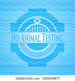 No Animal Testing light blue water wave badge.