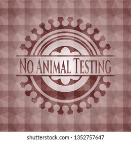 No Animal Testing red seamless emblem with geometric pattern.