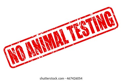 NO ANIMAL TESTING red stamp text on white