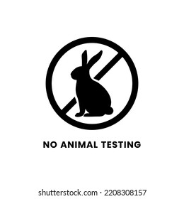 No Animal Testing Sign or No Animal Testing Logo On White Background. Product not tested on animals icons. Not tested on animals icon. Black and white icons. No animals testing sign icon.