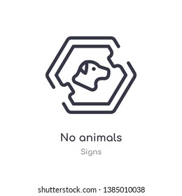 no animals outline icon. isolated line vector illustration from signs collection. editable thin stroke no animals icon on white background