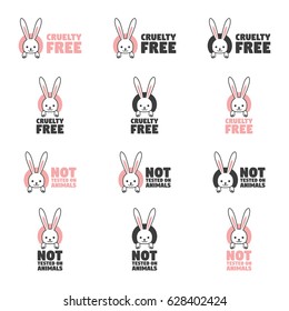 No animals testing icon design. Animal cruelty free symbol. Can be used as sticker, logo, stamp, icon. Vector illustration