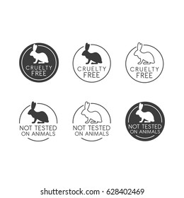 No animals testing icon design. Animal cruelty free symbol. Can be used as sticker, logo, stamp, icon. Vector illustration