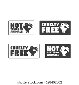 No animals testing icon design. Animal cruelty free symbol. Can be used as sticker, logo, stamp, icon. Vector illustration