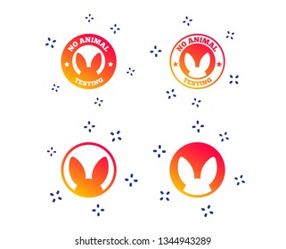No animals testing icons. Non-human experiments signs symbols. Random dynamic shapes. Gradient tested icon. Vector