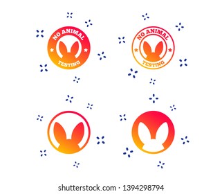 No animals testing icons. Non-human experiments signs symbols. Random dynamic shapes. Gradient tested icon. Vector
