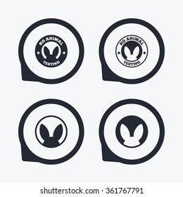 No animals testing icons. Non-human experiments signs symbols. Flat icon pointers.