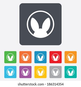No animals testing sign icon. Not tested symbol. Rounded squares 11 buttons. Vector