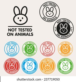 No animals testing sign icon. Not tested symbol. Round colourful 
