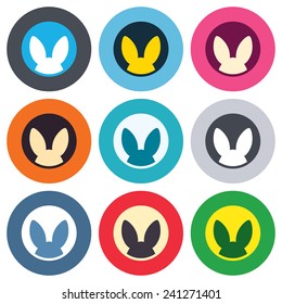 No animals testing sign icon. Not tested symbol. Colored round buttons. Flat design circle icons set. Vector