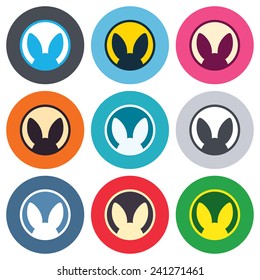 No animals testing sign icon. Not tested symbol. Colored round buttons. Flat design circle icons set. Vector