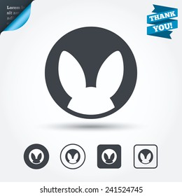 No animals testing sign icon. Not tested symbol. Circle and square buttons. Flat design set. Thank you ribbon. Vector