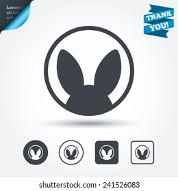 No animals testing sign icon. Not tested symbol. Circle and square buttons. Flat design set. Thank you ribbon. Vector