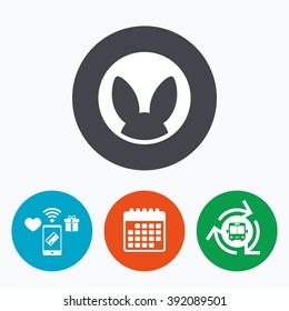No animals testing sign icon. Not tested symbol. Mobile payments, calendar and wifi icons. Bus shuttle.