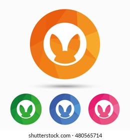 No animals testing sign icon. Not tested symbol. Triangular low poly button with flat icon. Vector