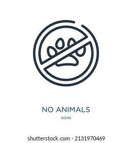 keine Tiere dünne Linie Symbol. Tier, symbolische lineare Symbole aus Schildern Konzept isolierte Umrisszeichen. Vektorgrafik-Symbol-Element für Webdesign und Apps.