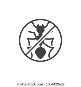 No ant pest vector icon. filled flat sign for mobile concept and web design. Ant insects prohibited insects simple solid icon. Stop pests symbol, logo illustration. Pixel perfect vector graphics