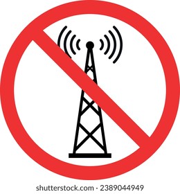 No antenna tower sign. Forbidden signs and symbols.