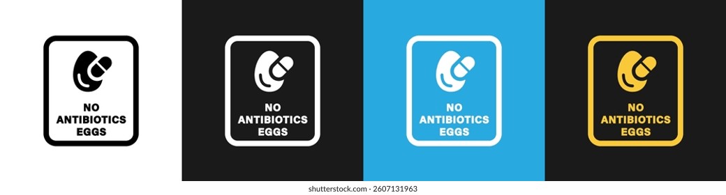 No Antibiotics Eggs - vector icon for food product packaging label.