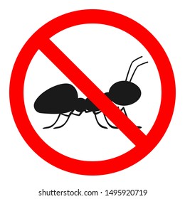 NO ANTS sign. ANT FREE symbol. Vector icon.
