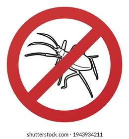 No Aphid Symbol Isolated on White Background. Insect Vector Illustration Prohibition Stop Sign.