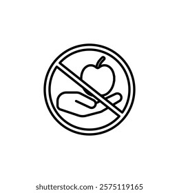 no apple in hand icon Simple outline illustration