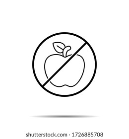 No apple icon. Simple thin line, outline vector of autumn ban, prohibition, embargo, interdict, forbiddance icons for ui and ux, website or mobile application