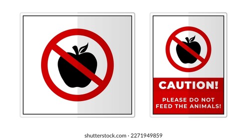 No apples, please do not feed the animals Sign Label Symbol Icon Vector Illustration