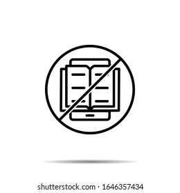 No application, online, book icon. Simple thin line, outline vector of book ban, prohibition, forbiddance icons for ui and ux, website or mobile application