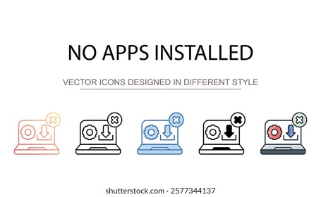 No Apps Installed icon design with white background stock illustration