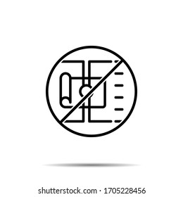 No hay icono de arquitectura. Línea delgada simple, contorno vectorial de la prohibición, prohibición, embargo, interdicción, íconos de prohibición para ui y ux, sitio web o móvil