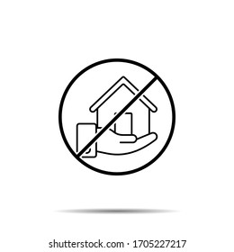 Sin brazo, casa, guardar icono. Línea delgada simple, contorno vectorial de la prohibición, prohibición, embargo, interdicción, íconos de prohibición para ui y ux, sitio web o aplicación móvil