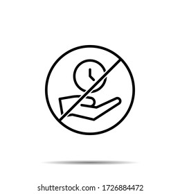No arm, time, save icon. Simple thin line, outline vector of time ban, prohibition, embargo, interdict, forbiddance icons for ui and ux, website or mobile application