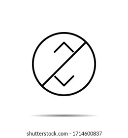 Sin icono de flecha arriba y abajo. Línea delgada simple, contorno vectorial de la prohibición de flecha, prohibición, embargo, interdicción, iconos de prohibición para ui y ux, sitio web o aplicación móvil