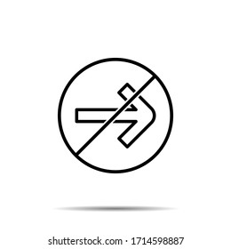No Arrow icon. Simple thin line, outline vector of arrow ban, prohibition, embargo, interdict, forbiddance icons for ui and ux, website or mobile application