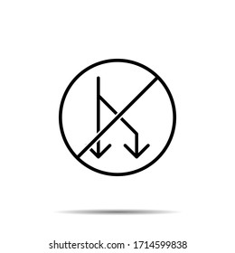 No Arrow icon. Simple thin line, outline vector of arrow ban, prohibition, embargo, interdict, forbiddance icons for ui and ux, website or mobile application