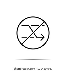 No Arrow icon. Simple thin line, outline vector of arrow ban, prohibition, embargo, interdict, forbiddance icons for ui and ux, website or mobile application
