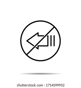 No Arrow left icon. Simple thin line, outline vector of arrow ban, prohibition, embargo, interdict, forbiddance icons for ui and ux, website or mobile application