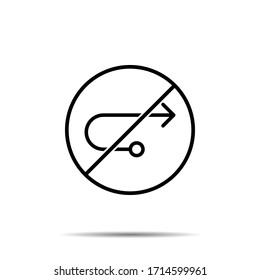 No hay icono de flecha derecha. Línea delgada simple, contorno vectorial de la prohibición de flecha, prohibición, embargo, interdicción, iconos de prohibición para ui y ux, sitio web o aplicación móvil