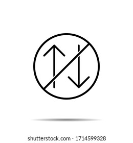 No Arrow, two ways icon. Simple thin line, outline vector of arrow ban, prohibition, embargo, interdict, forbiddance icons for ui and ux, website or mobile application